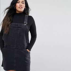 ASOS curve denim overall dress in washed black
